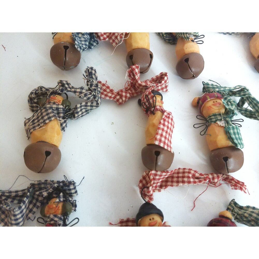 Vintage Snowman Jingle Bell Country Cottage Farm Ornaments Set of 23 - Picture 3 of 6